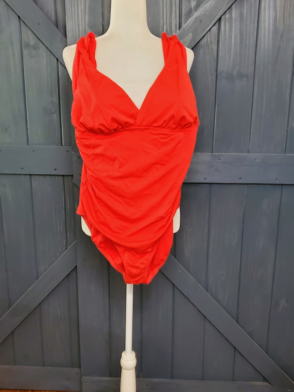 Time and Tru Coral Red One-Piece Swimwear
